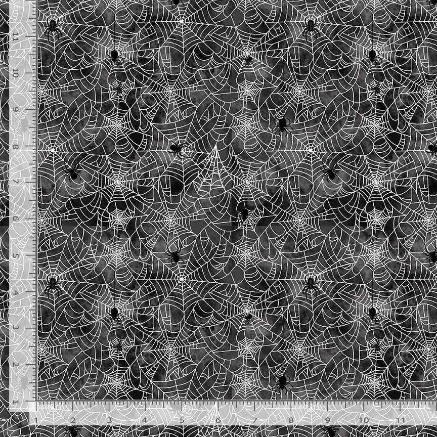 Timeless Treasures Halloween Spider On Web Spooky Cobwebs Arachnid Webs Black (TT Pick Your Poison 7)