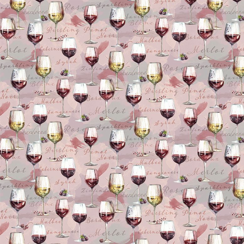 Timeless Treasures WINE CD4176 ROSE Wine Glass 100% Cotton Fabric – Novelty Cotton | Quilting & Craft Fabric (TT Wine Tasting 2)