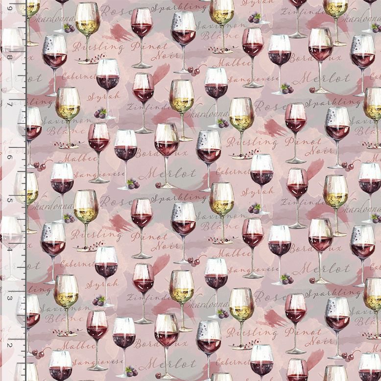 Timeless Treasures WINE CD4176 ROSE Wine Glass 100% Cotton Fabric – Novelty Cotton | Quilting & Craft Fabric (TT Wine Tasting 2)