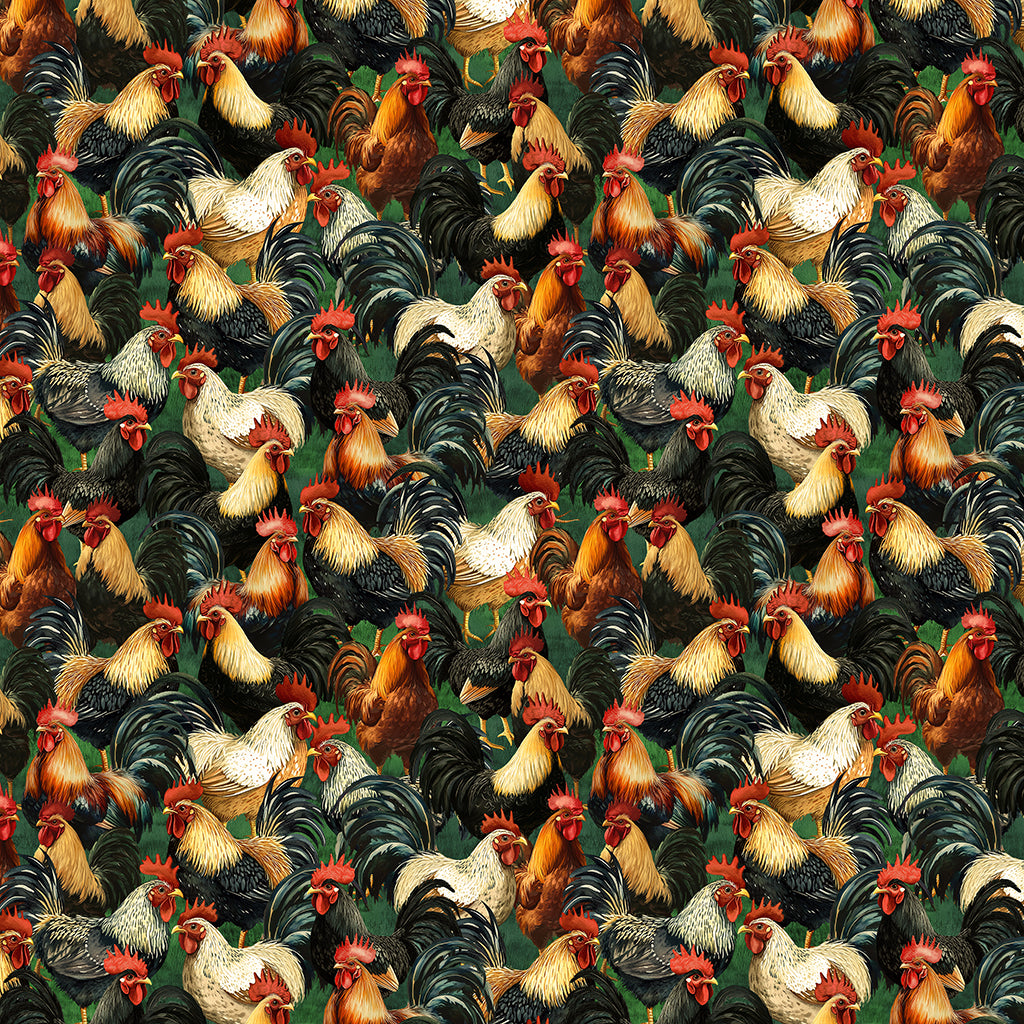 Windham Fabrics Chickens 100% Cotton Fabric Remnant (46cm x 112cm Windham Wildlife 1)