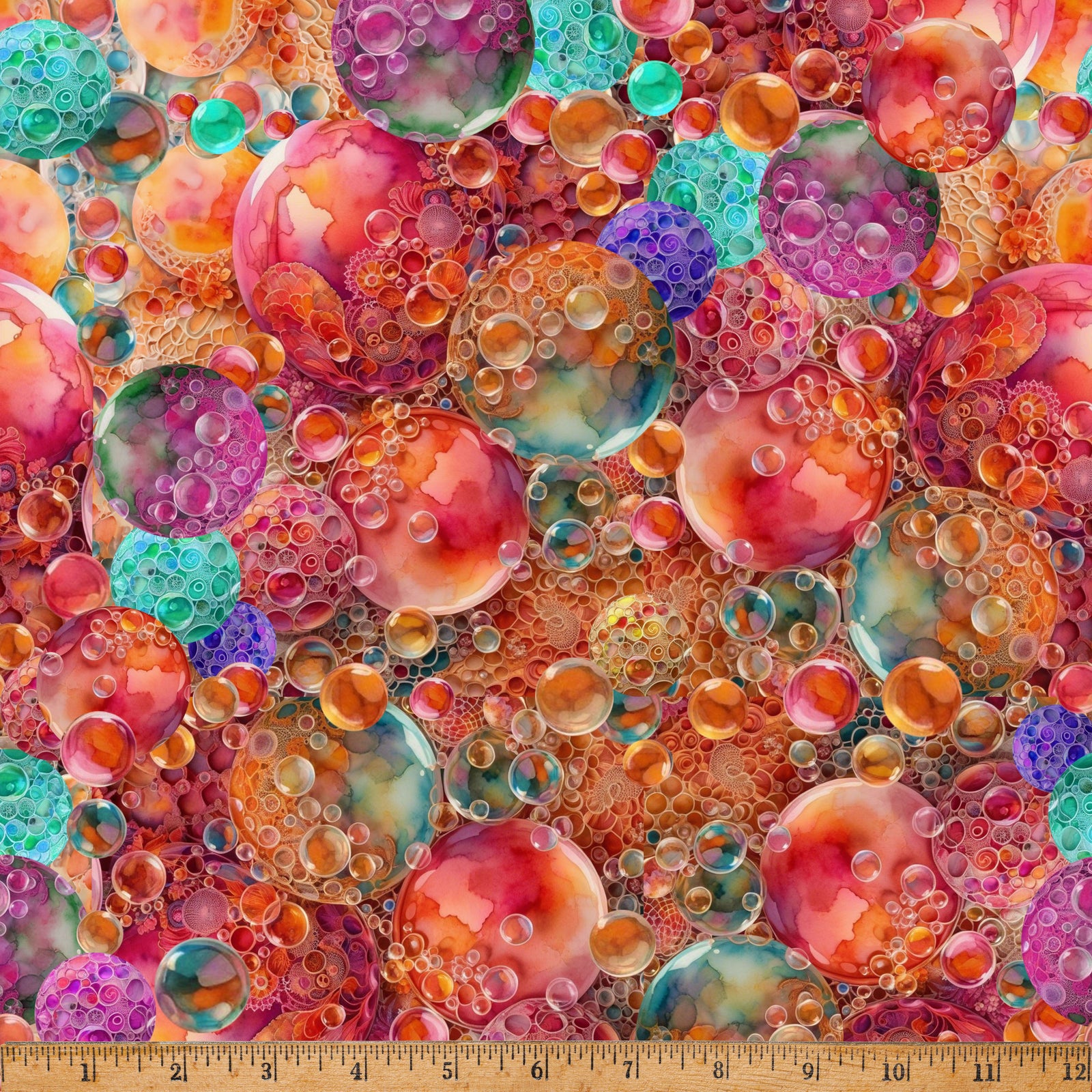 Hoffman X5619-12 PINK Bubblelicious 100% Cotton Fabric – Colourful Bubble Print Quilting Cotton for Sewing & Crafts (Hoff Bubblelicious 1)