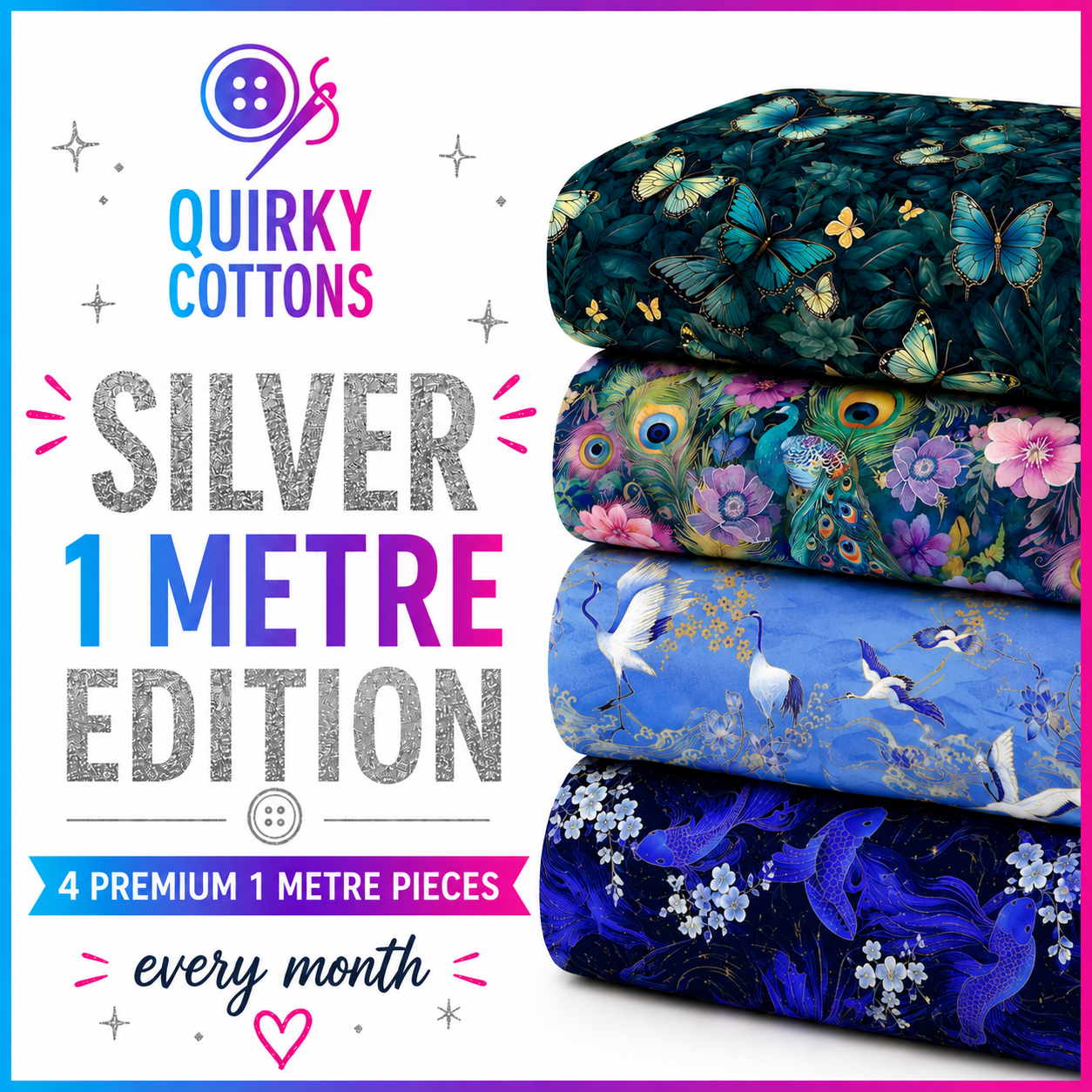 The Quirky Cottons Club – 1 METRE SILVER Edition