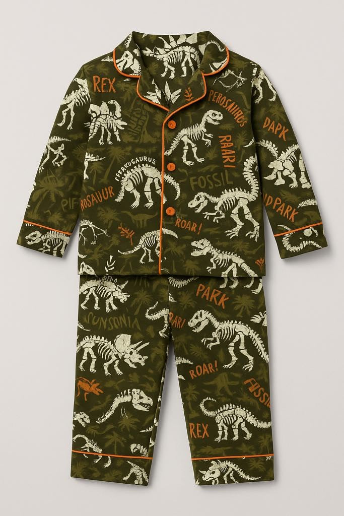Timeless Treasures Prehistoric Animals Extinct Dinosaurs Skeletons Names Childrens Camo Green (TT Dinosaurs 1)