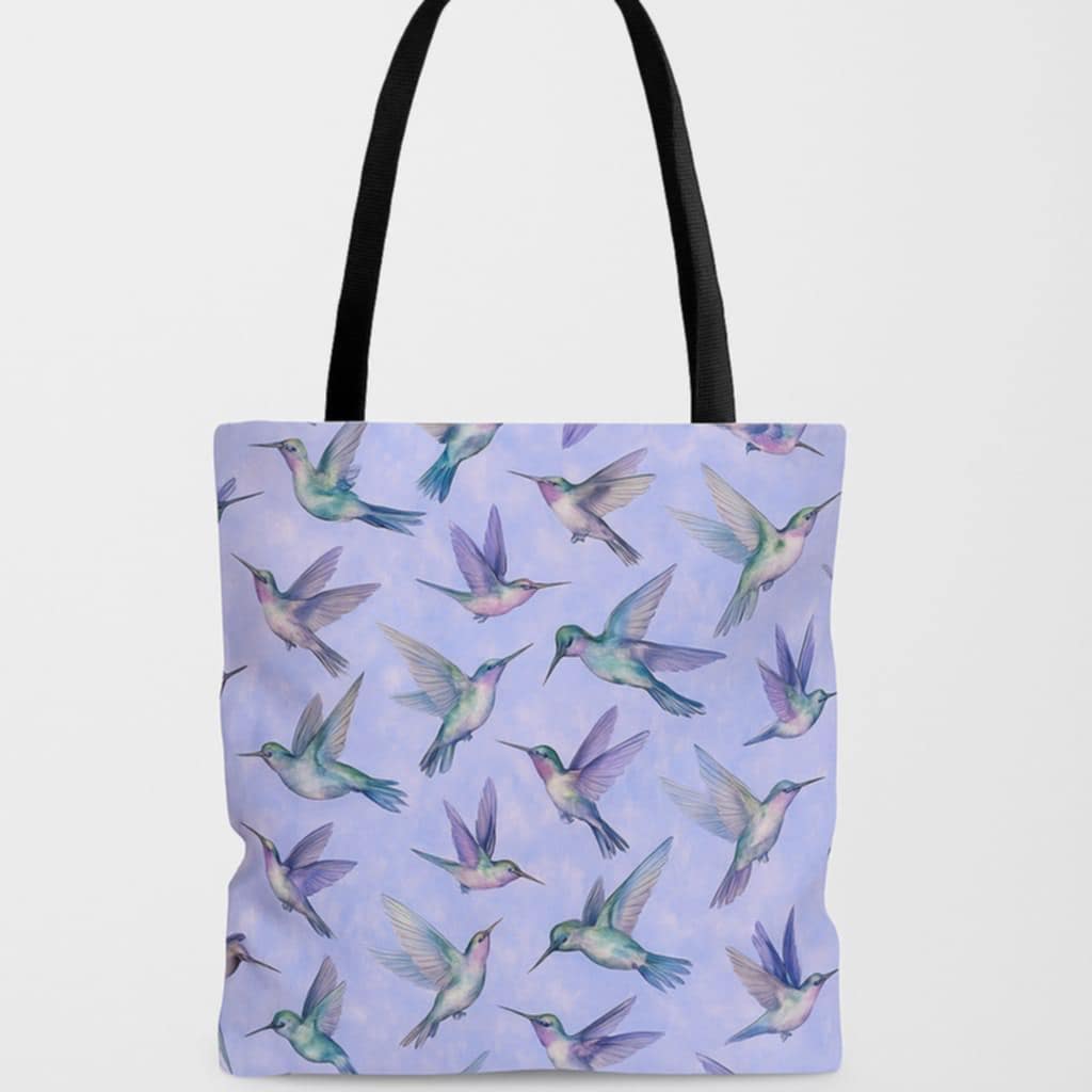 Timeless Treasures Delicate Flying Hummingbirds Birds Nature Light Lilac Remnant (74cm x 112cm TT Garden Delight 1)