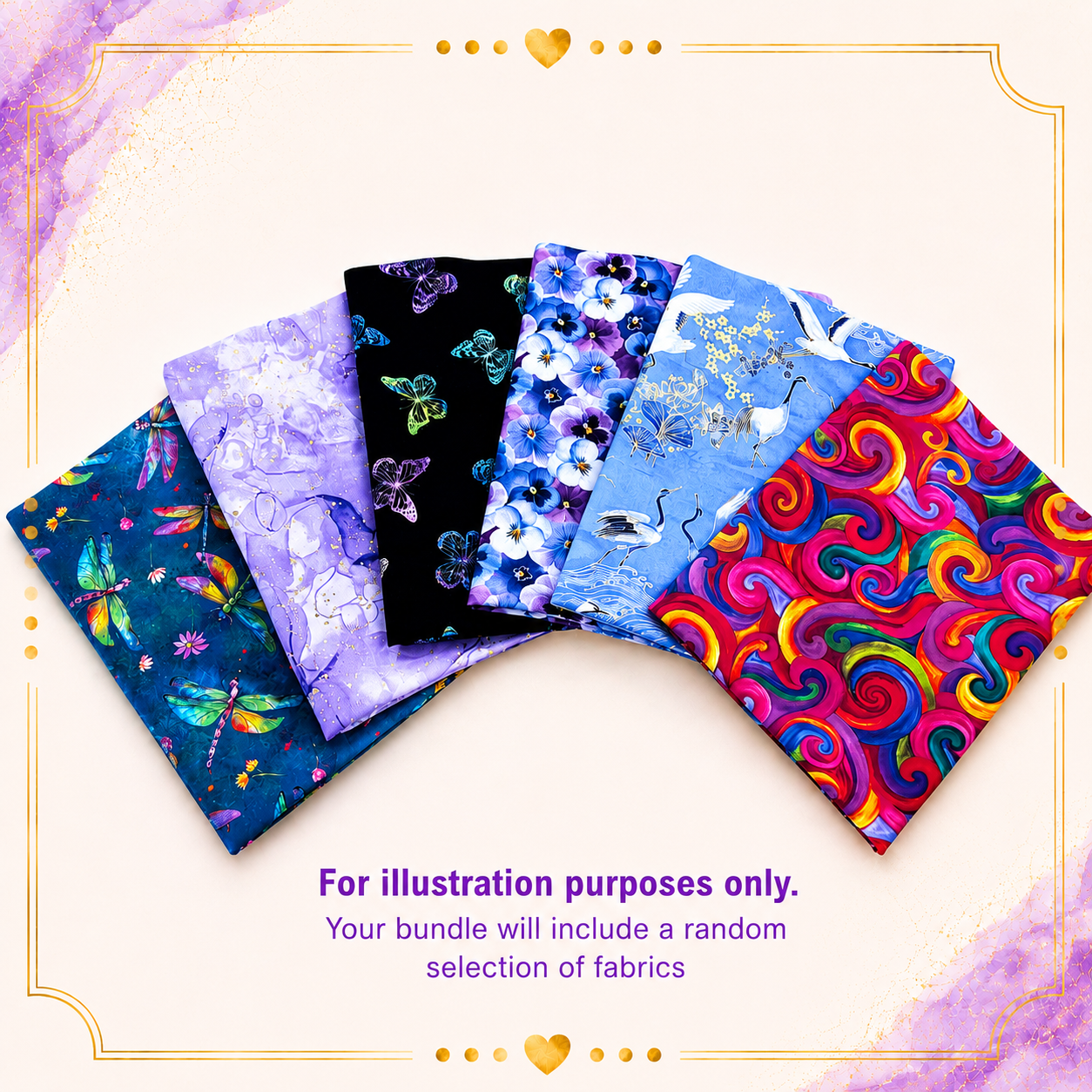 Mixed HALF METRE 100% Cotton Bundle - 3 Metres Worth (Half Metre Bundle 3m)