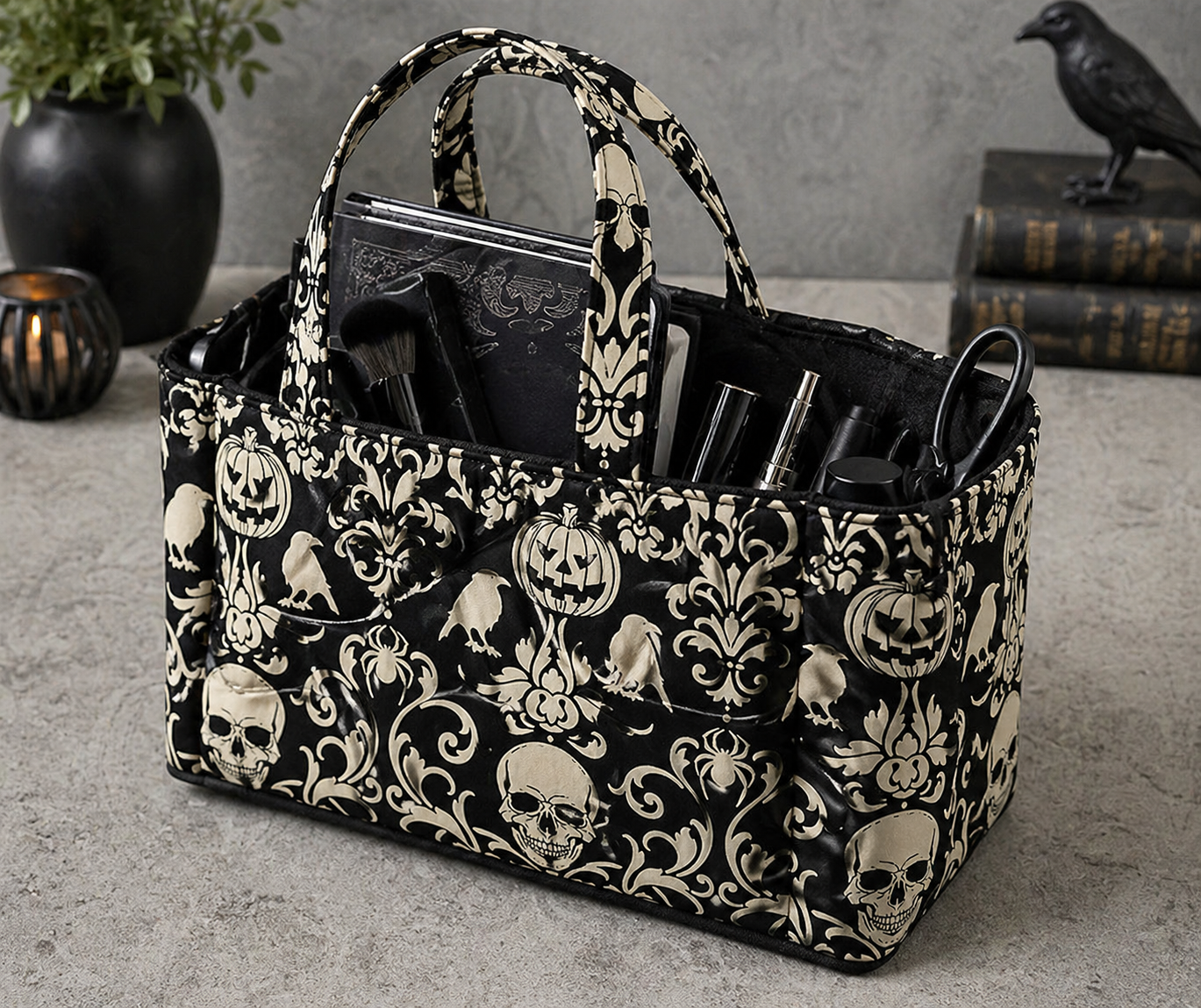 Michael Miller DCX12280-BLAC-D Spooky Damask Halloween Black 100% Cotton Fabric for Sewing & Crafts (MM Boo-tiful 4)