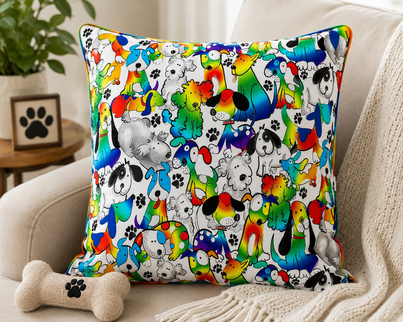 Timeless Treasures GAIL CD4000 RAINBOW – Rainbow Cartoon Dog 100% Cotton Fabric | Quilting, Dressmaking & Craft Fabric (TT Dog's Rule 4)