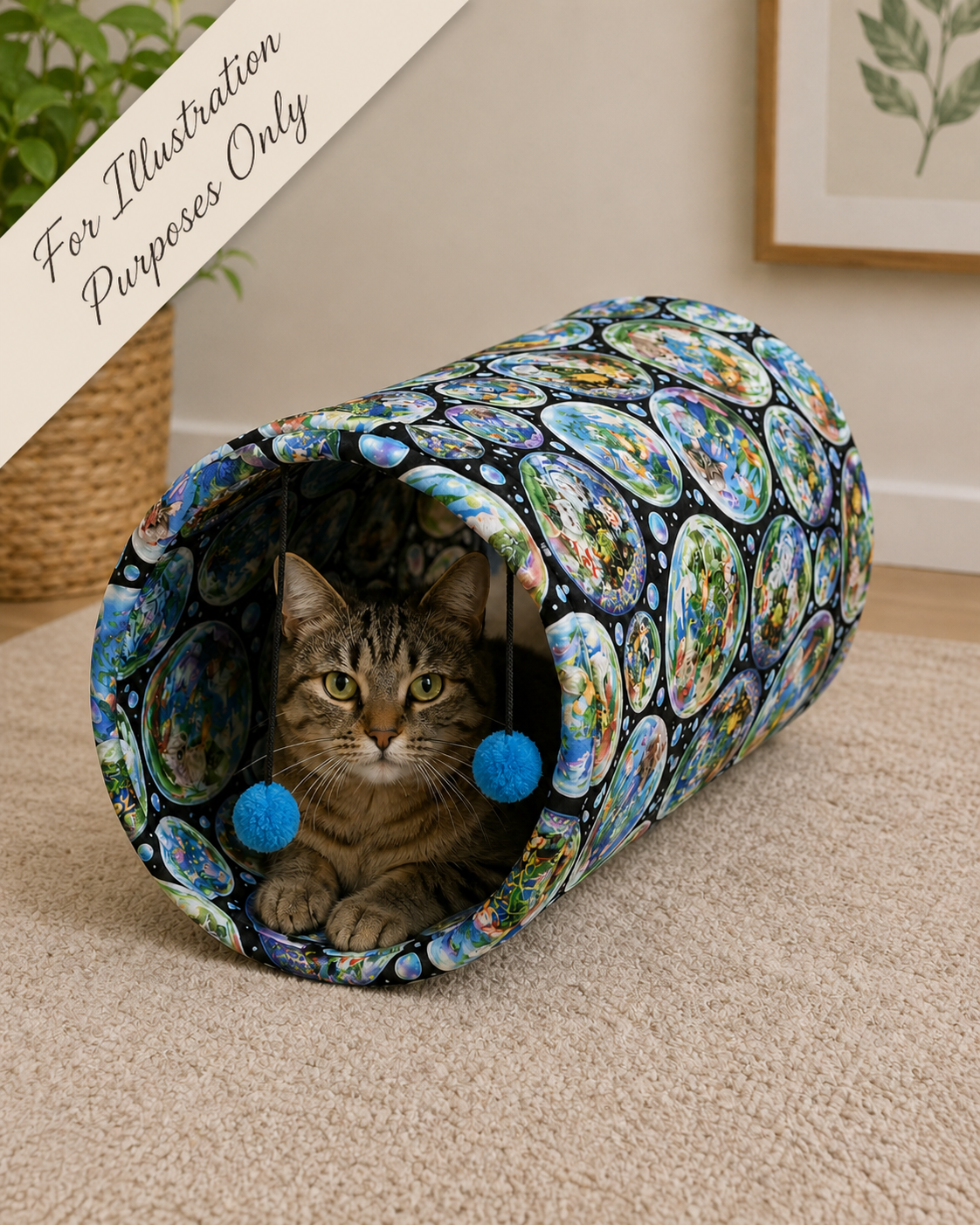 Timeless Treasures ROSIE CD4150 BLACK Cat Fabric – Cats in Fish Bowls Novelty Cotton | Quilting & Craft Fabric (TT Feline Fanatic 2)