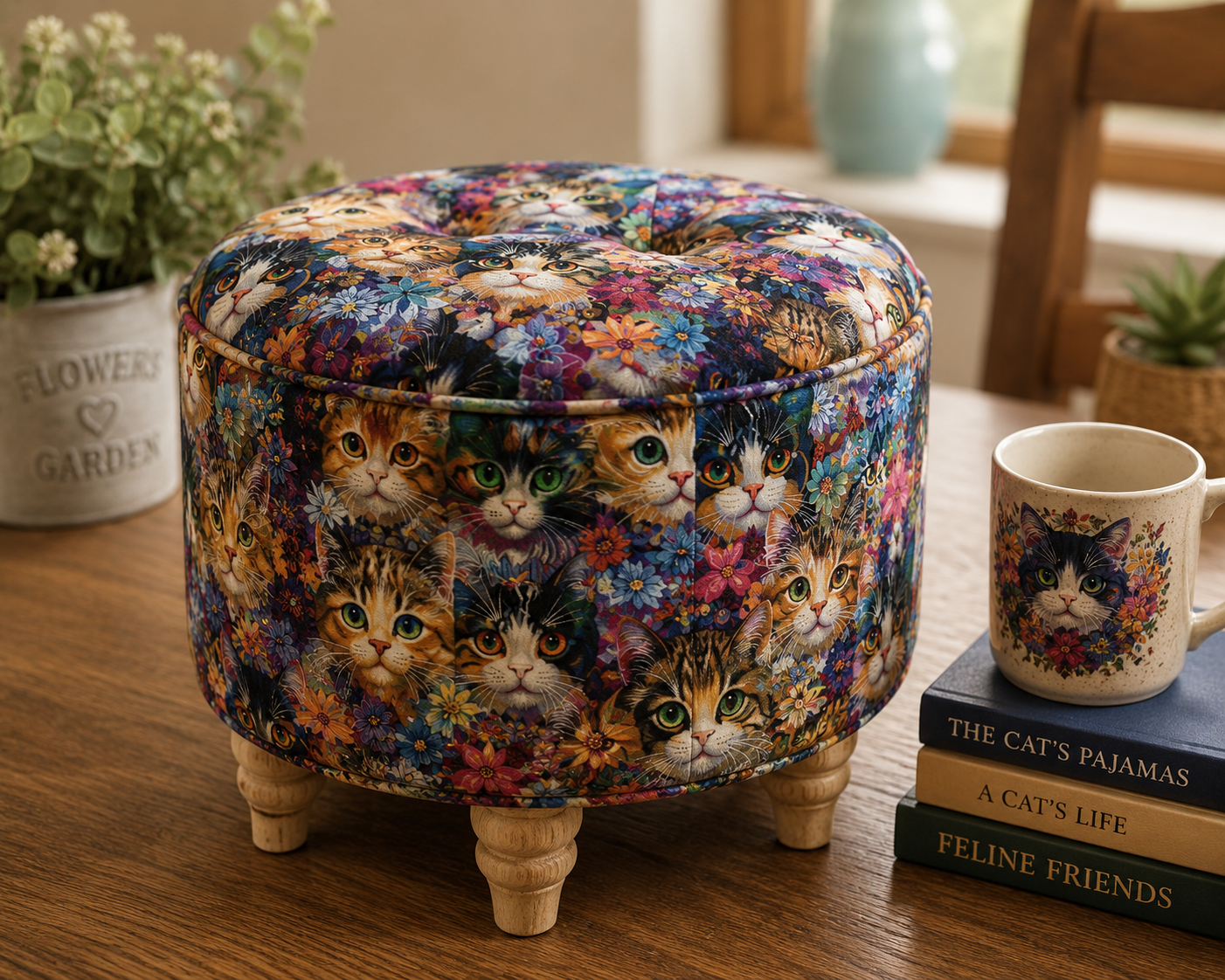 Timeless Treasures CAT CD4114 Natural Calico Cat Faces Floral Cat 100% Cotton Fabric | Quilting, Dressmaking & Craft Fabric (TT Calico Cat 2)