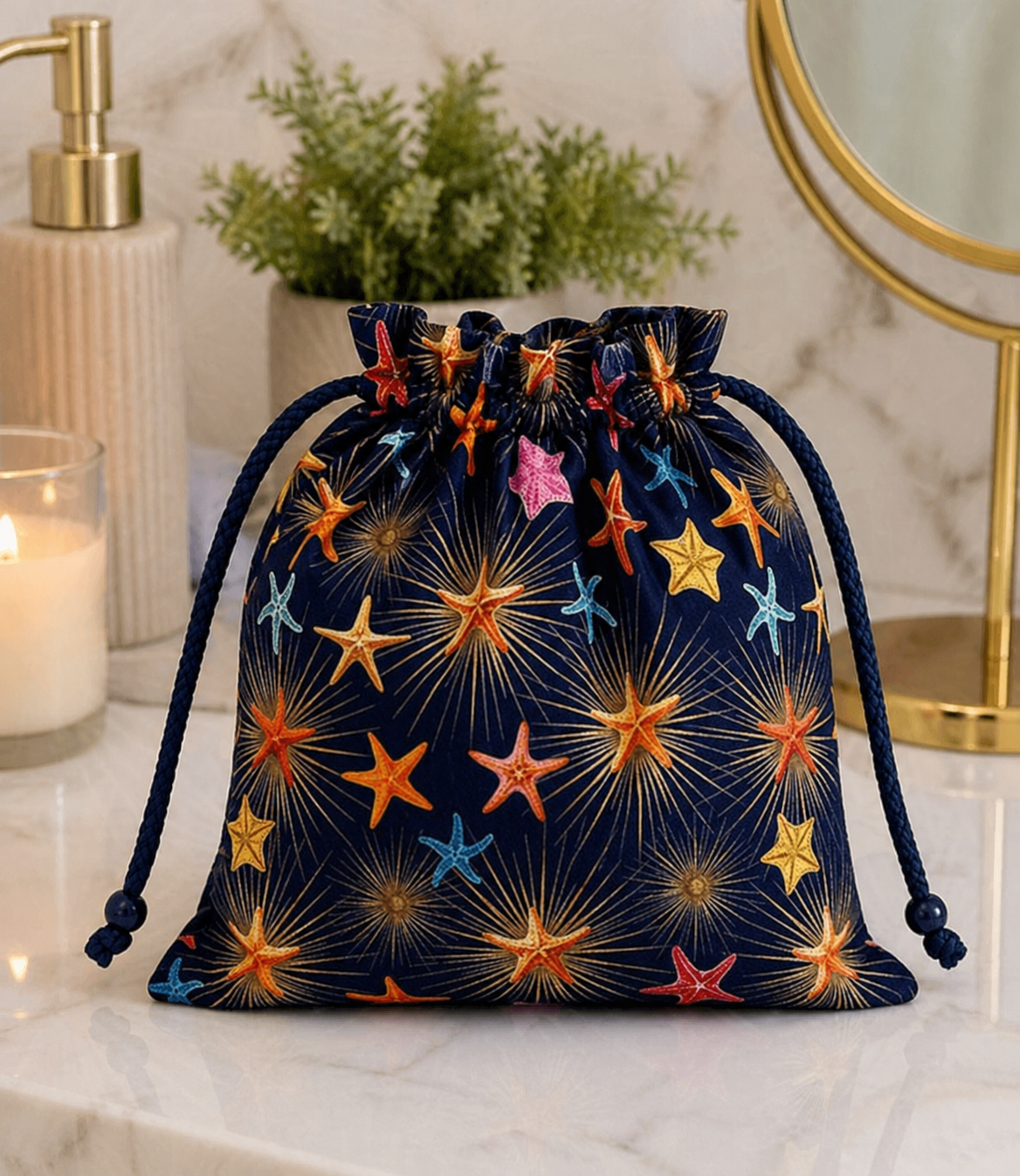Michael Miller DDC12611-NAVY-D Starfish & Sunburst 100% Cotton Fabric for Sewing & Crafts (MM Divine Oceania 5)