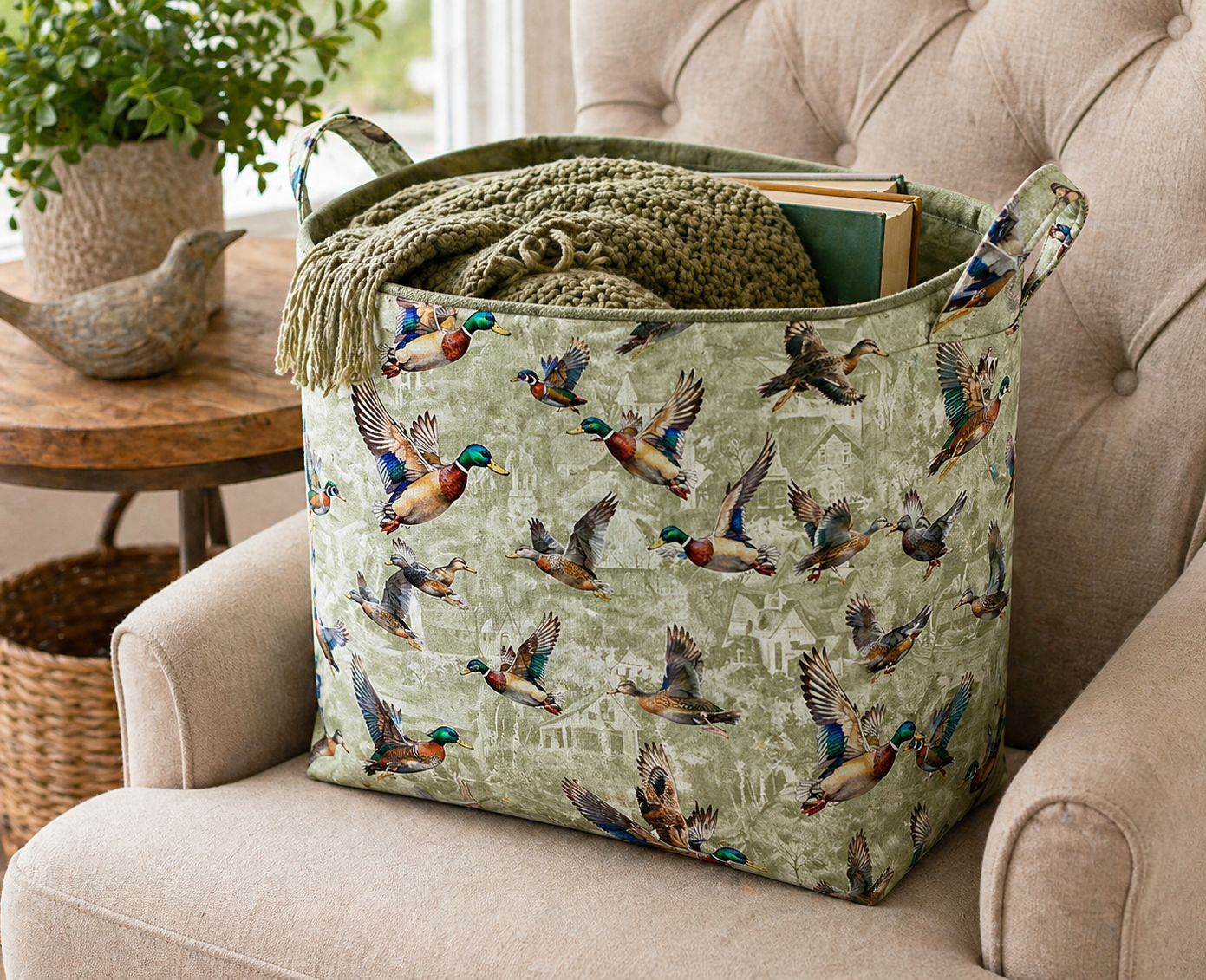Michael Miller DCX12458-SAGE-D Autumn Flight Ducks 100% Cotton Fabric for Sewing & Crafts (MM Autumn Lake 1)