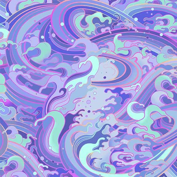 Michael Miller DDC12608-CROC-D Rolling Waves Purple Pattern 100% Cotton Fabric for Sewing & Crafts (MM Divine Oceania 1)