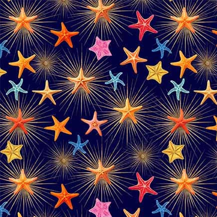 Michael Miller DDC12611-NAVY-D Starfish & Sunburst 100% Cotton Fabric for Sewing & Crafts (MM Divine Oceania 5)