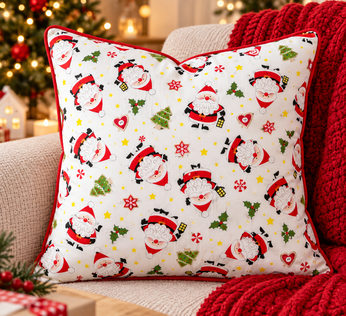 Nutex 81350 Colour 3 Little Santa Father Christmas Novelty White Festive Christmas 100% Cotton Fabric For Sewing & Crafts (Nutex Little Santa 3)