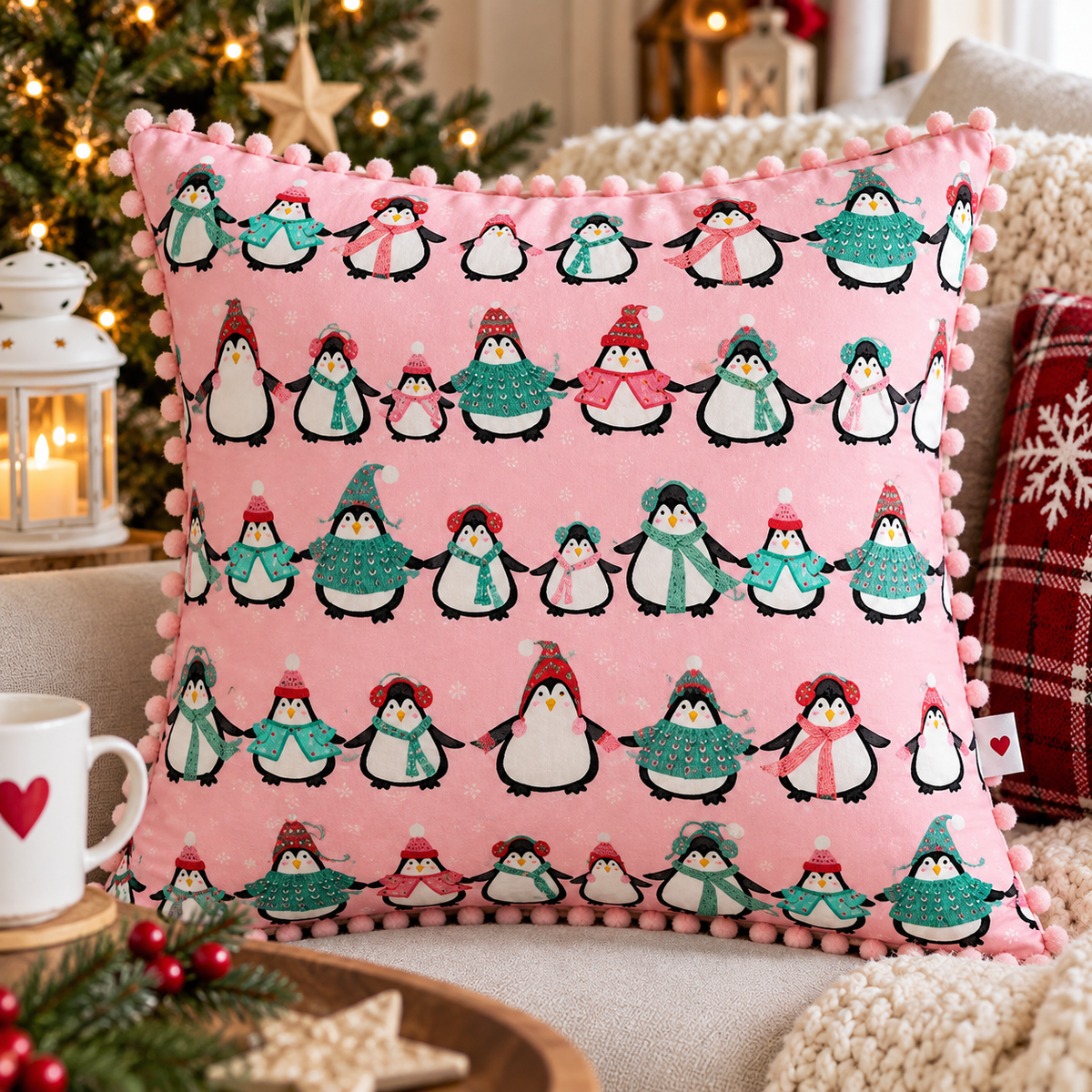 Dear Stella STELLA D3205 AURORA Born To Chill Novelty Penguins Christmas Festive Pink 100% Cotton Fabric for Sewing & Crafts (DS Born To Chill 1)