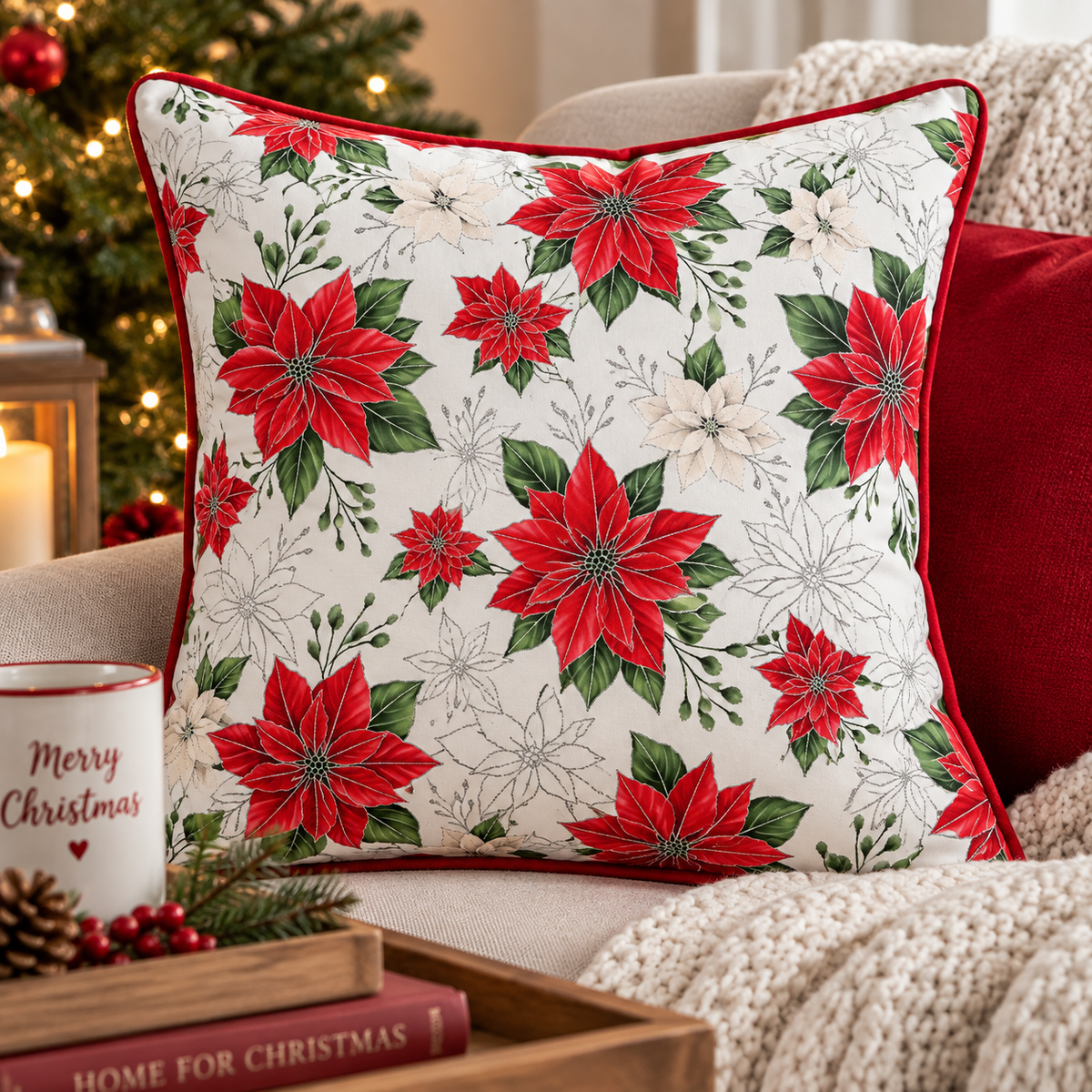 Hoffman X7788 176S ICESILVER Blooming Holidays Poinsettia Festive Christmas Silver Metallic 100% Quilting Cotton for Sewing & Crafts (Hoff Blooming Holidays 2)