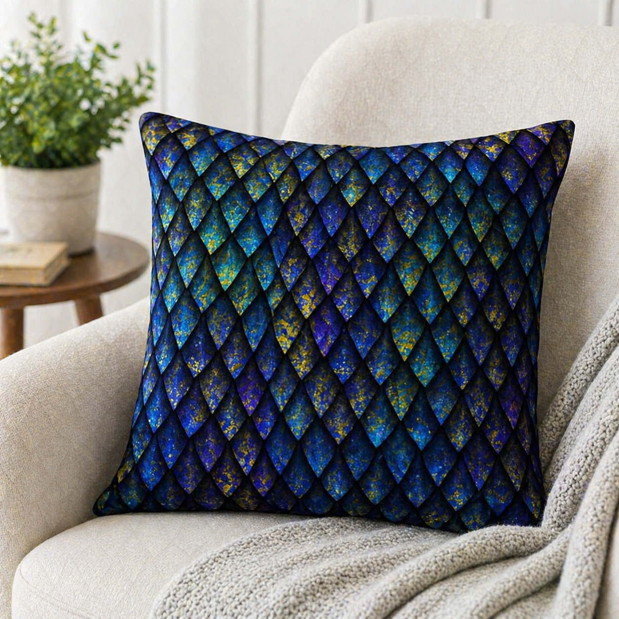 Crafty By Chatham Glyn CC276 DRAGON SCALES 2 100% Cotton Digital Extra Wide Fabric – Blue & Teal Scale Print Craft Fabric (CC Dragon Scales 2)