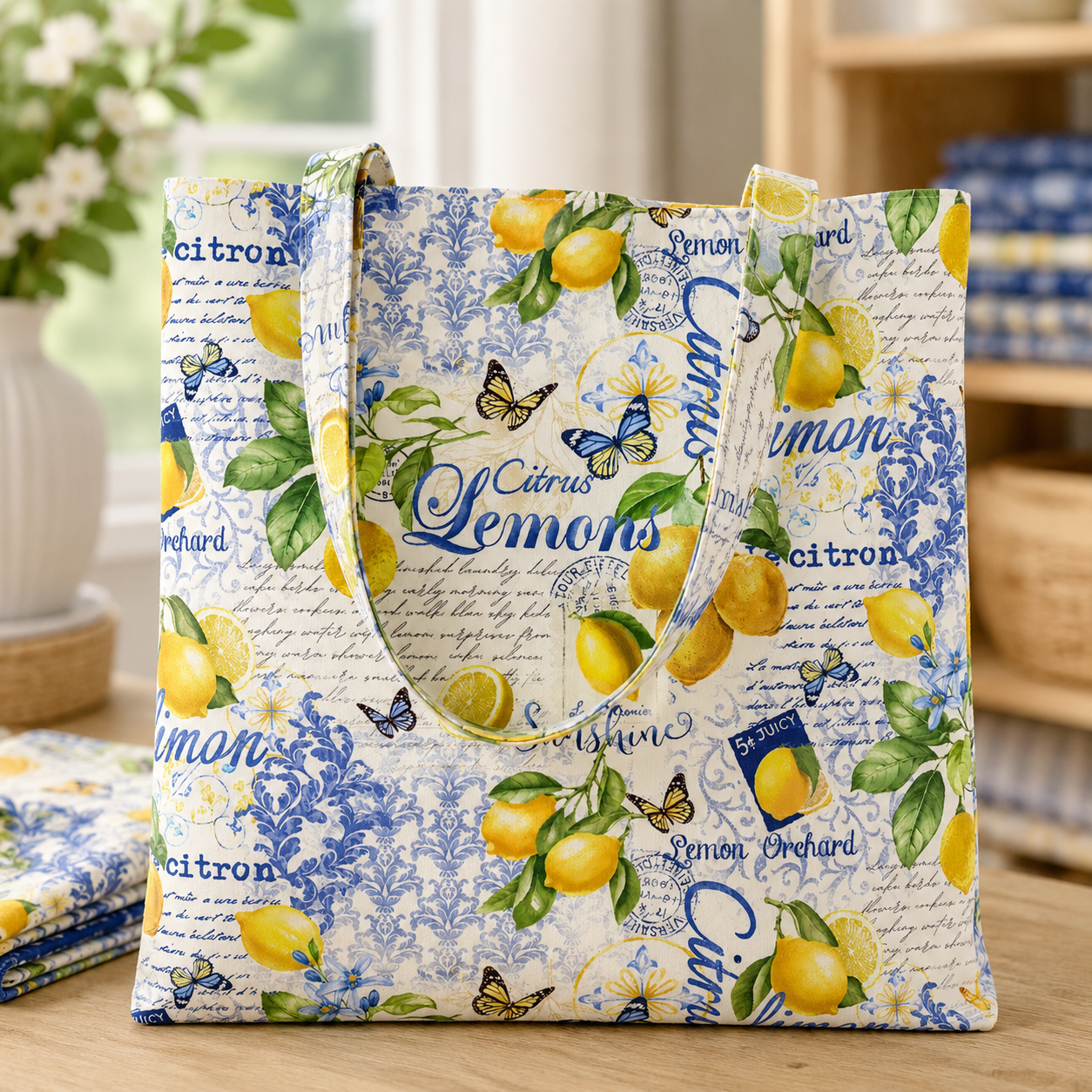 Timeless Treasures FRUIT CD3441 Cream Lemon Orchard Collage 100% Cotton Fabric | Quilting, Dressmaking & Craft Fabric (TT Limoncello 2)