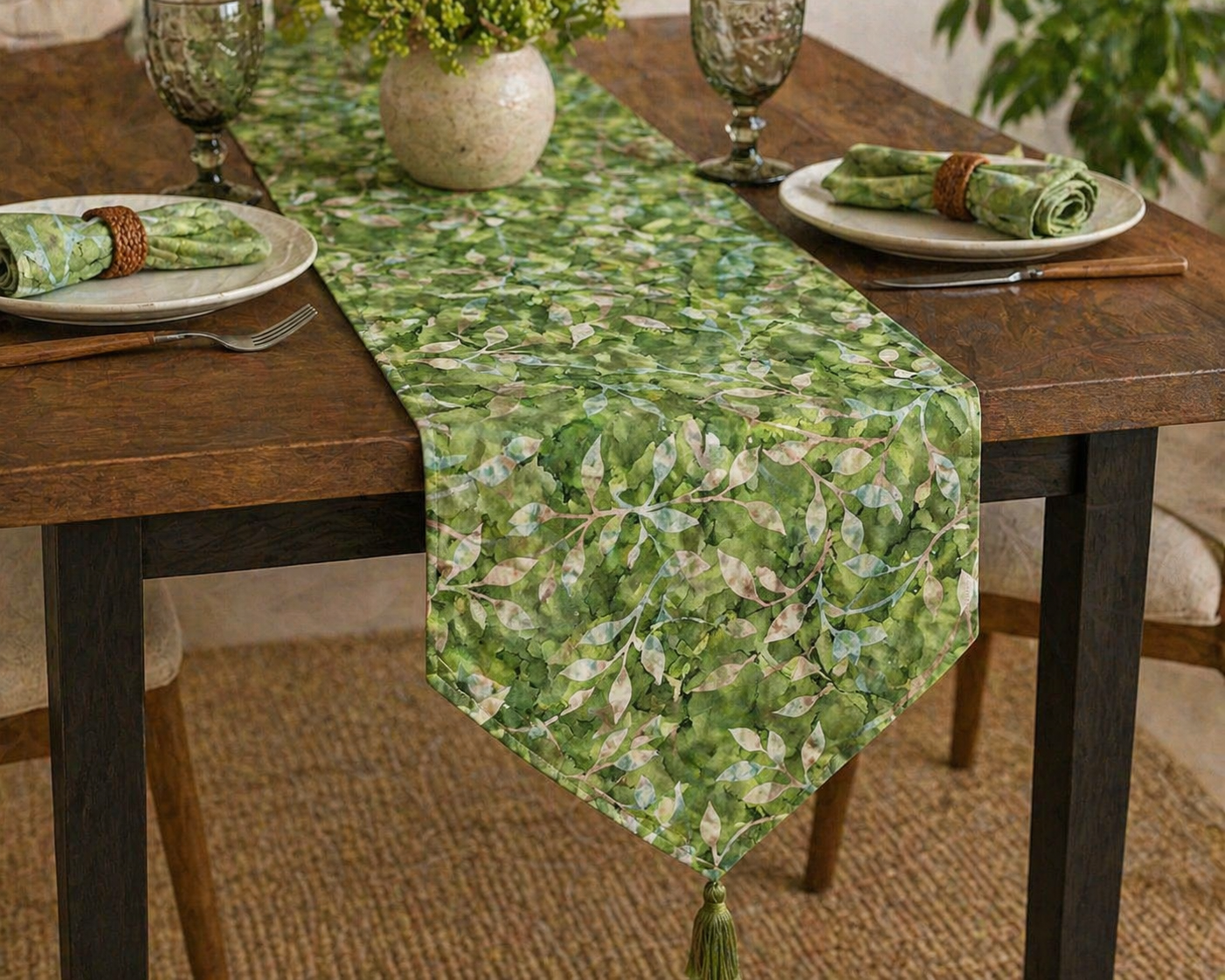 Crafty By Chatham Glyn CC309 BATIK TRAIL 09 100% Cotton Digital Extra Wide Fabric – Green Botanical Leaf Vine Craft Fabric (CC Batik Trail 9)