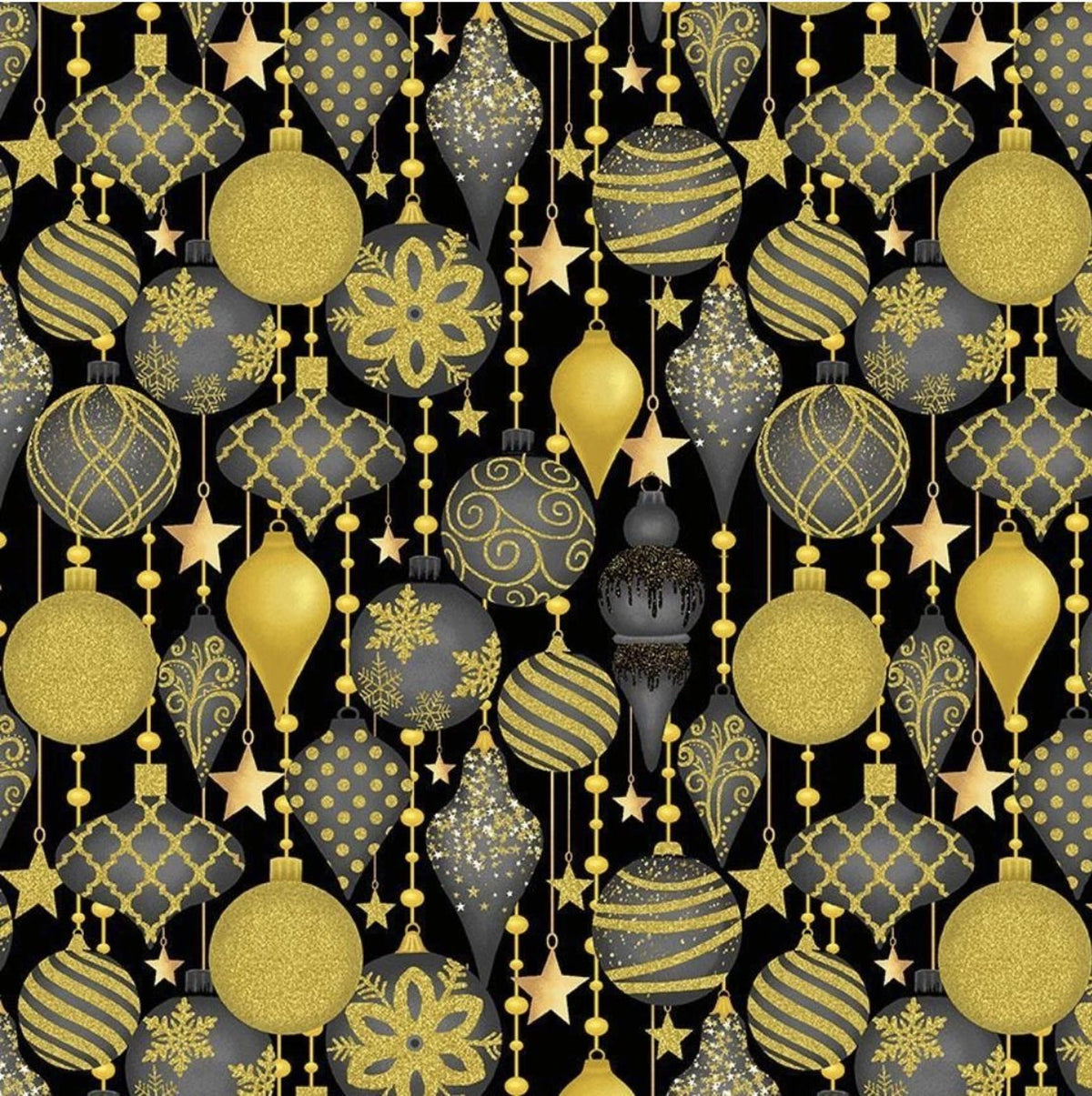 Timeless Treasures HOLIDAY CM3622 BLACK Merry Christmas Festive Holiday Baubles Decorations Christmas Black Gold Metallic 100% Cotton Fabric | Quilting, Dressmaking & Craft Fabric (TT Merry Christmas 1)