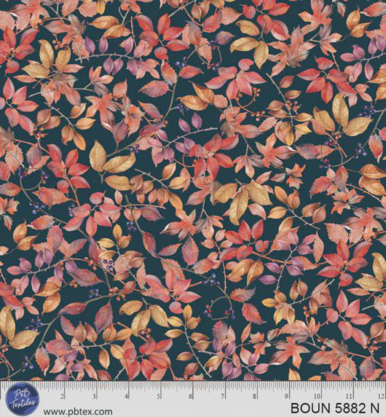 P & B Textiles BOUN 5882 N Bountiful Autumn Leaves 100% Cotton Fabric for Sewing & Crafts (PB Bountiful 3)