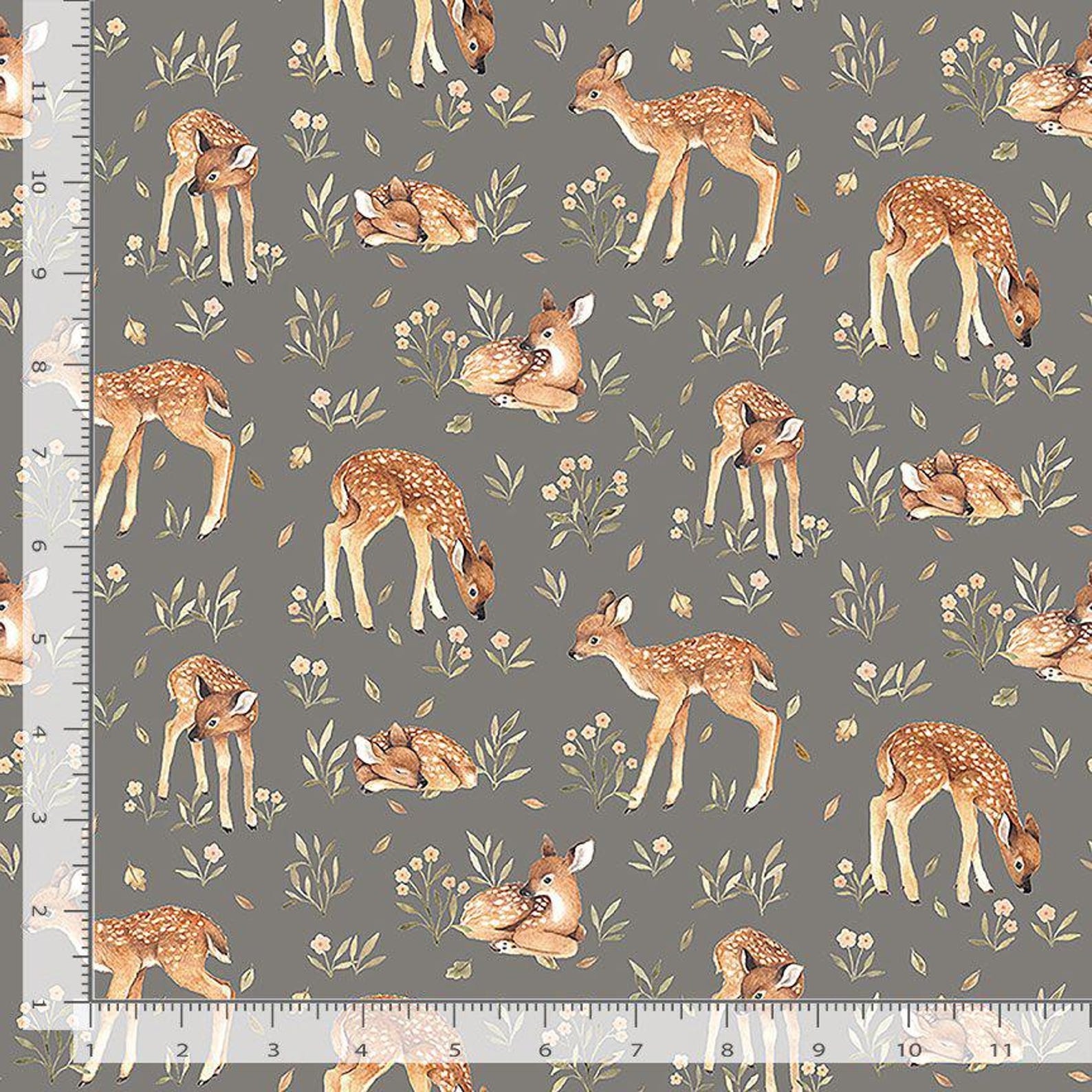 Dear Stella STELLA-DNS3315 Pewter Deer 100% Cotton Fabric – Woodland Animal Quilting Cotton for Sewing & Crafts (DS Oh Deer 1)