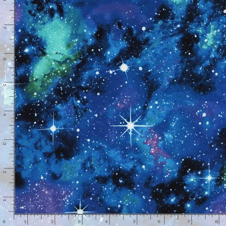 Timeless Treasures Blue Space Diamond Galaxy Blue Remnant (56cm x 112cm TT Diamond Galaxy)
