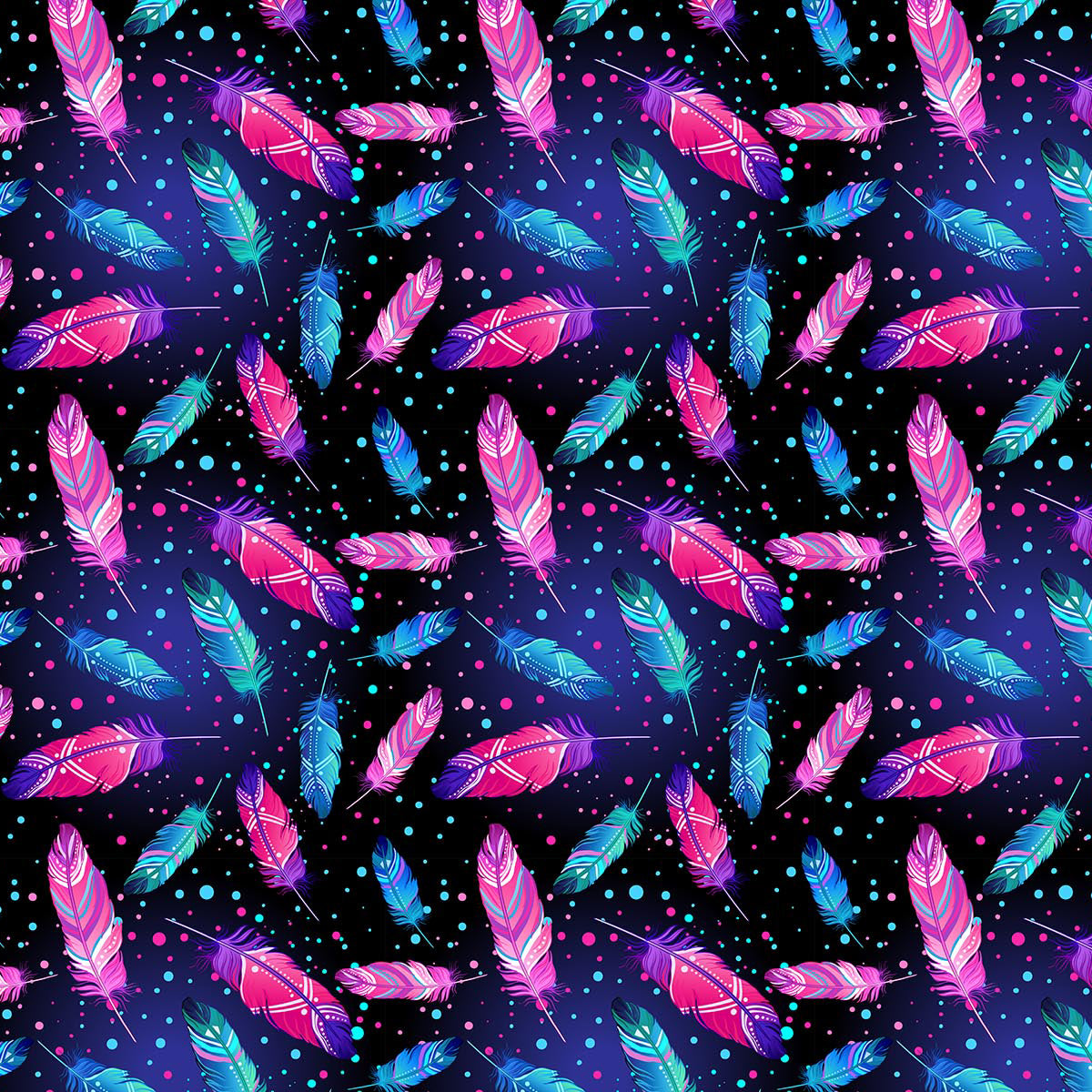 Crafty By Chatham Glyn CC415 MANTRA 100% Cotton Digital Extra Wide Fabric – Neon Feather Print Craft Fabric (CC Mantra)