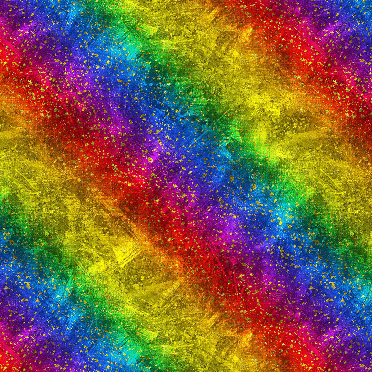Crafty By Chatham Glyn CC433 PRISM 100% Cotton Digital Extra Wide Fabric – Rainbow Abstract Splash Craft Fabric (CC Prism)