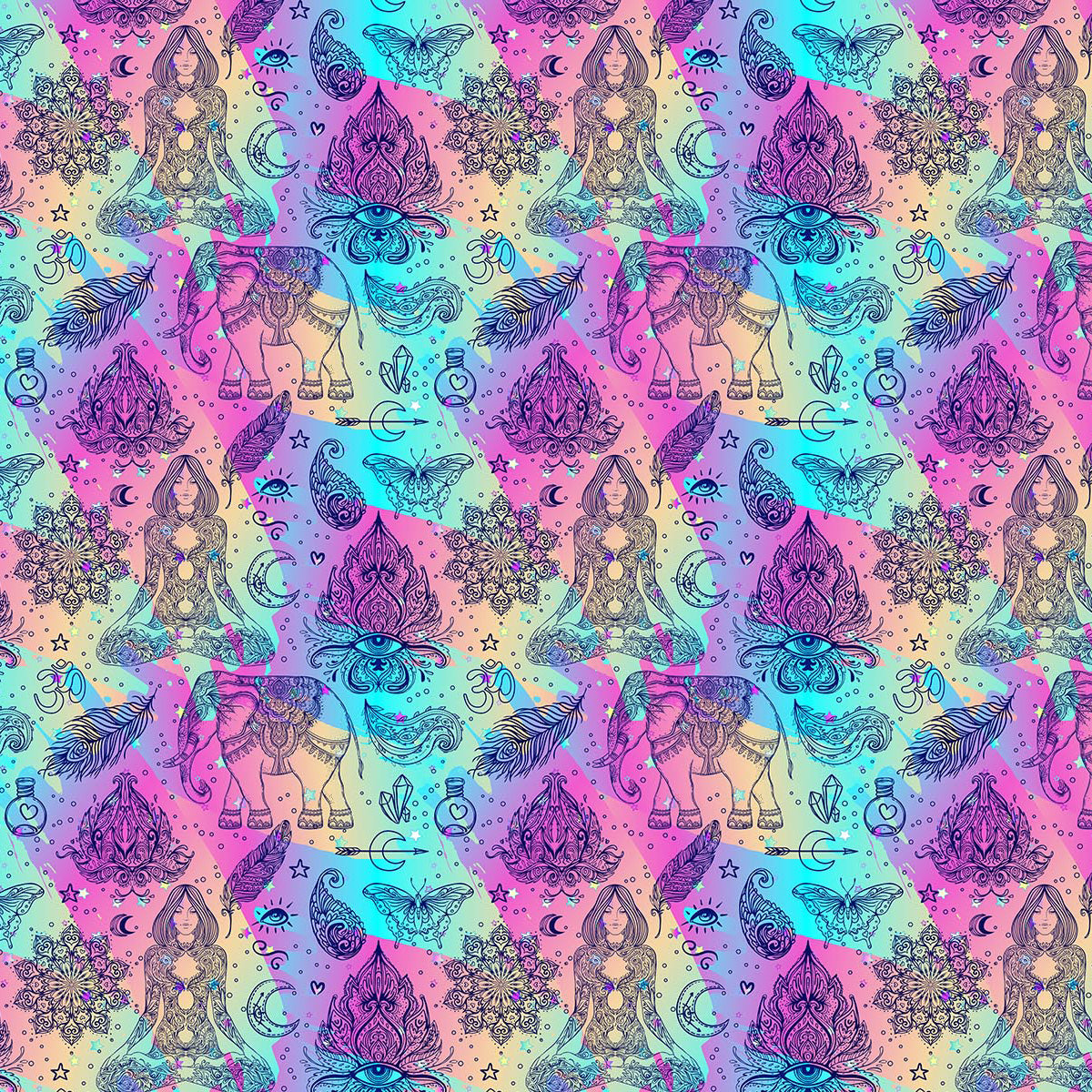 Crafty By Chatham Glyn CC414 CHAKRA 100% Cotton Digital Extra Wide Fabric – Boho Spiritual Print Craft Fabric (CC Chakra)