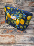 Timeless Treasures Lemon Bouquet Fruit Food Floral Flowers Navy Remnant (36cm x 112cm TT Limoncello 1)