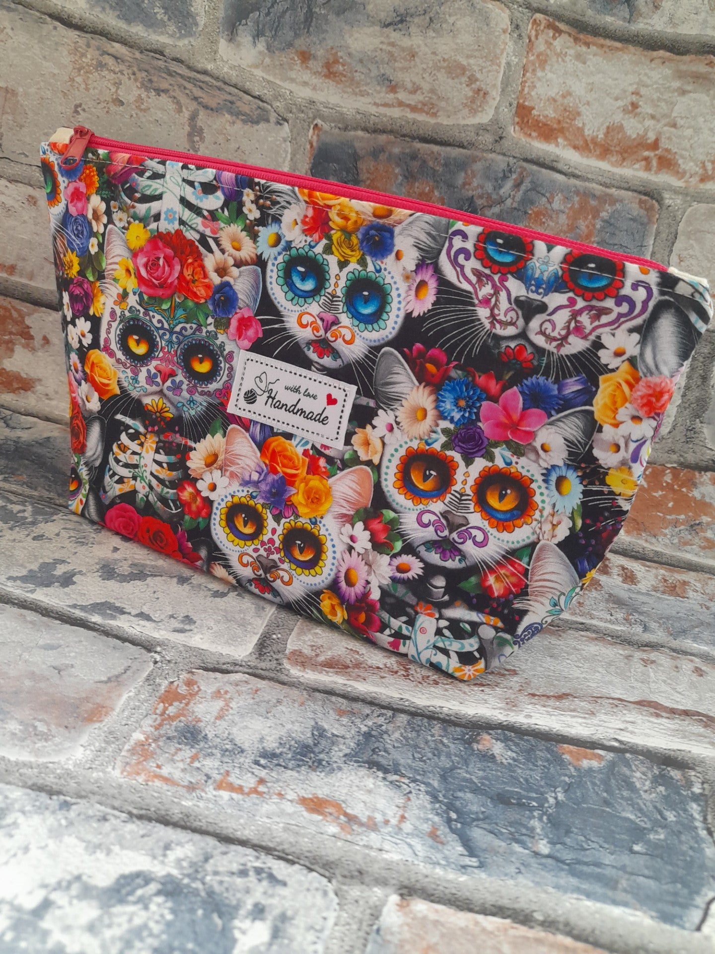 Timeless Treasures Packed Skeleton Floral Cats Spooky Halloween Animal Black (TT Day Of The Dead 2)