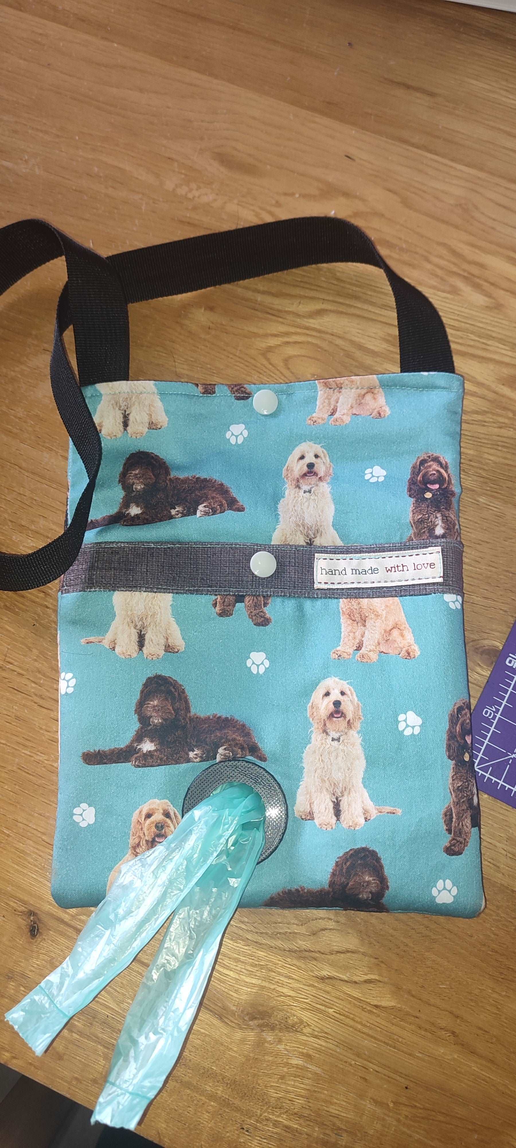 Quirky Cottons Dog Breed Cockapoo Animal Blue Remnant (24cm x 156cm QC Cockapoo)