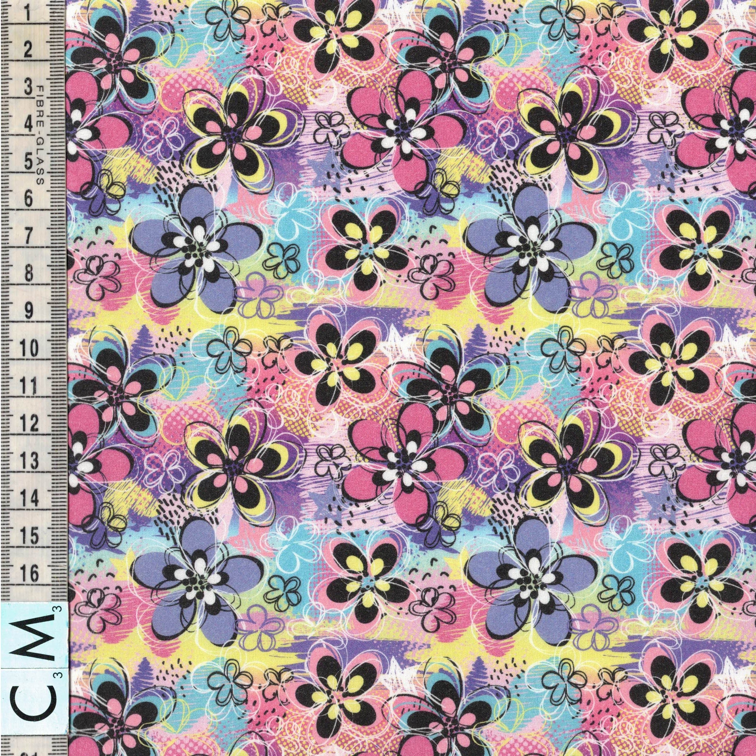 PRE-ORDER Quirky Cotton Abstract Geometric Pattern Floral Multi-Coloured (PRE-ORDER QC Urban Flowers)