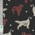 Quirky Cottons Medium Gun Dog Long Haired Setter Breed Paw Prints Black (QC English Setter- 1 METRE PIECE)